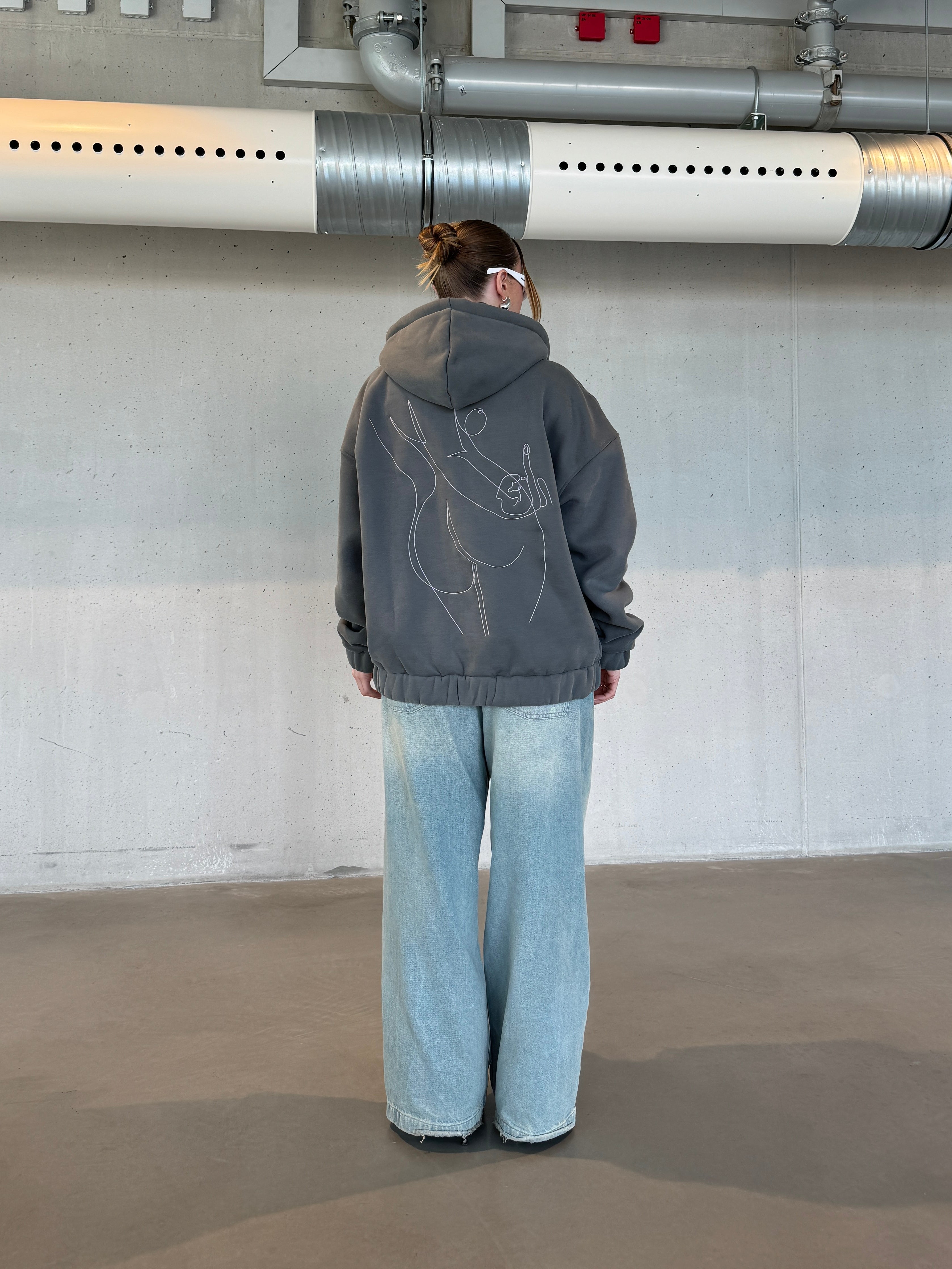 N**es Zip-Hoodie Charcoal-Grey