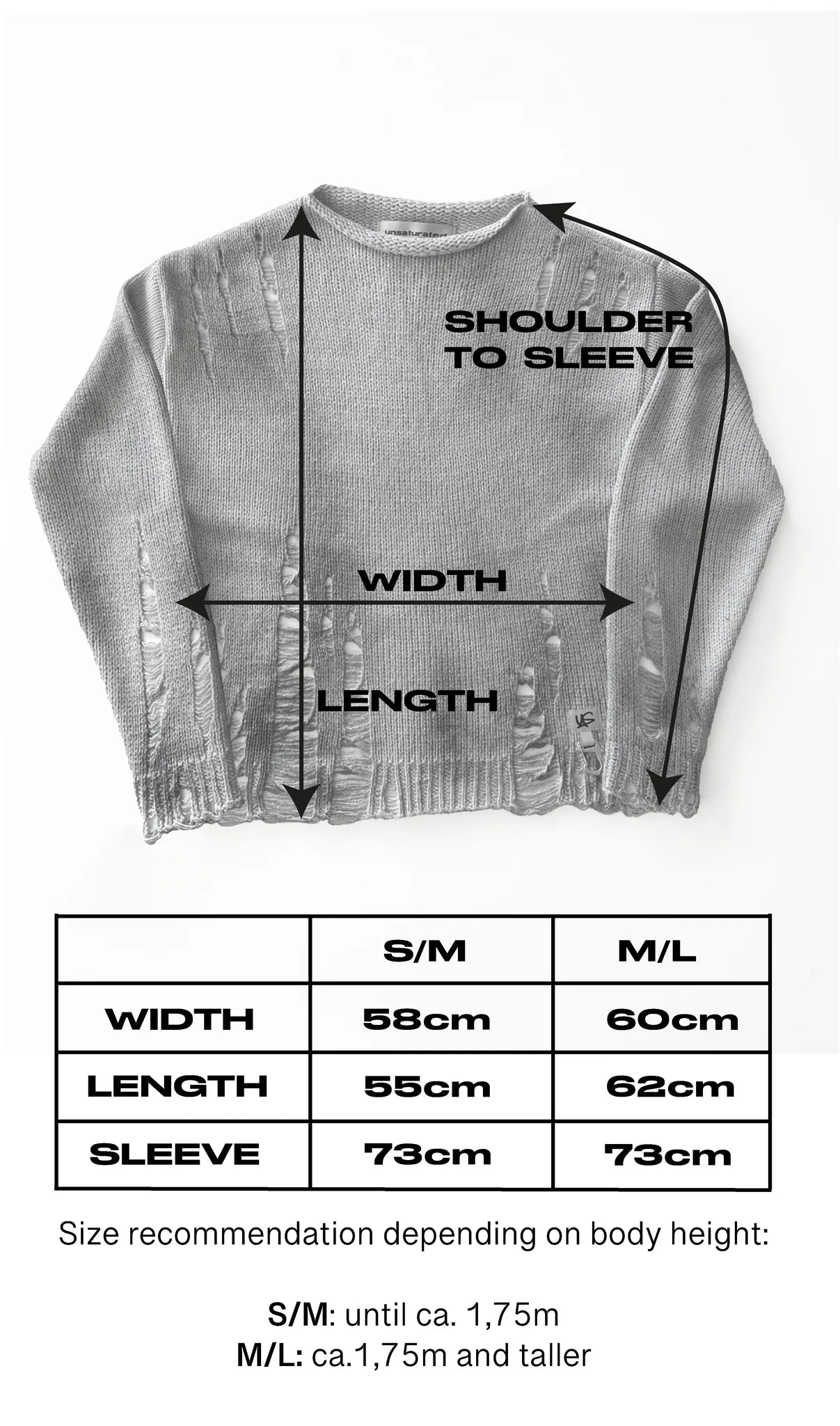 STATEMENT Distressed Knit Sweater Sprayed Grey
