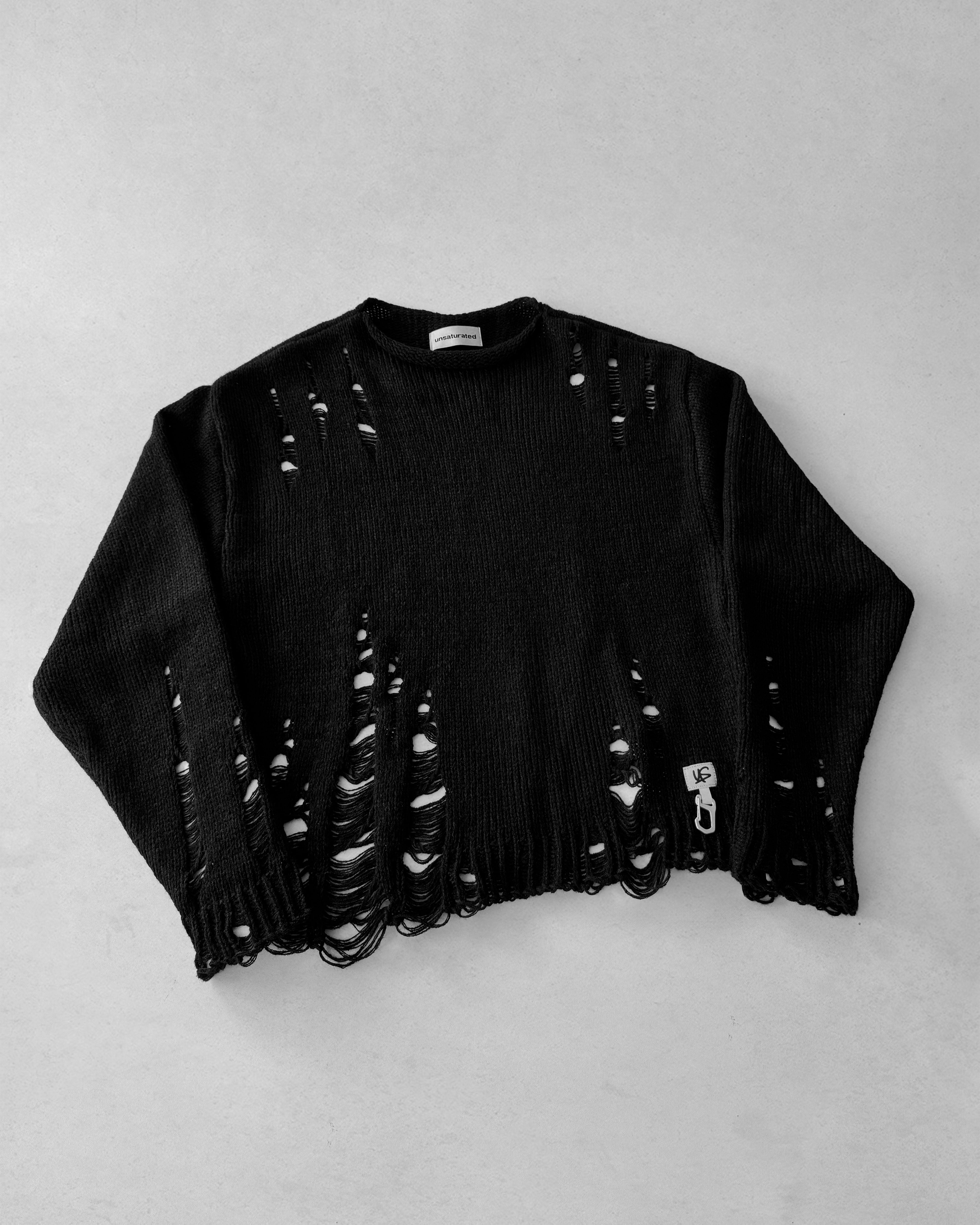 STATEMENT Distressed Knit Sweater Black