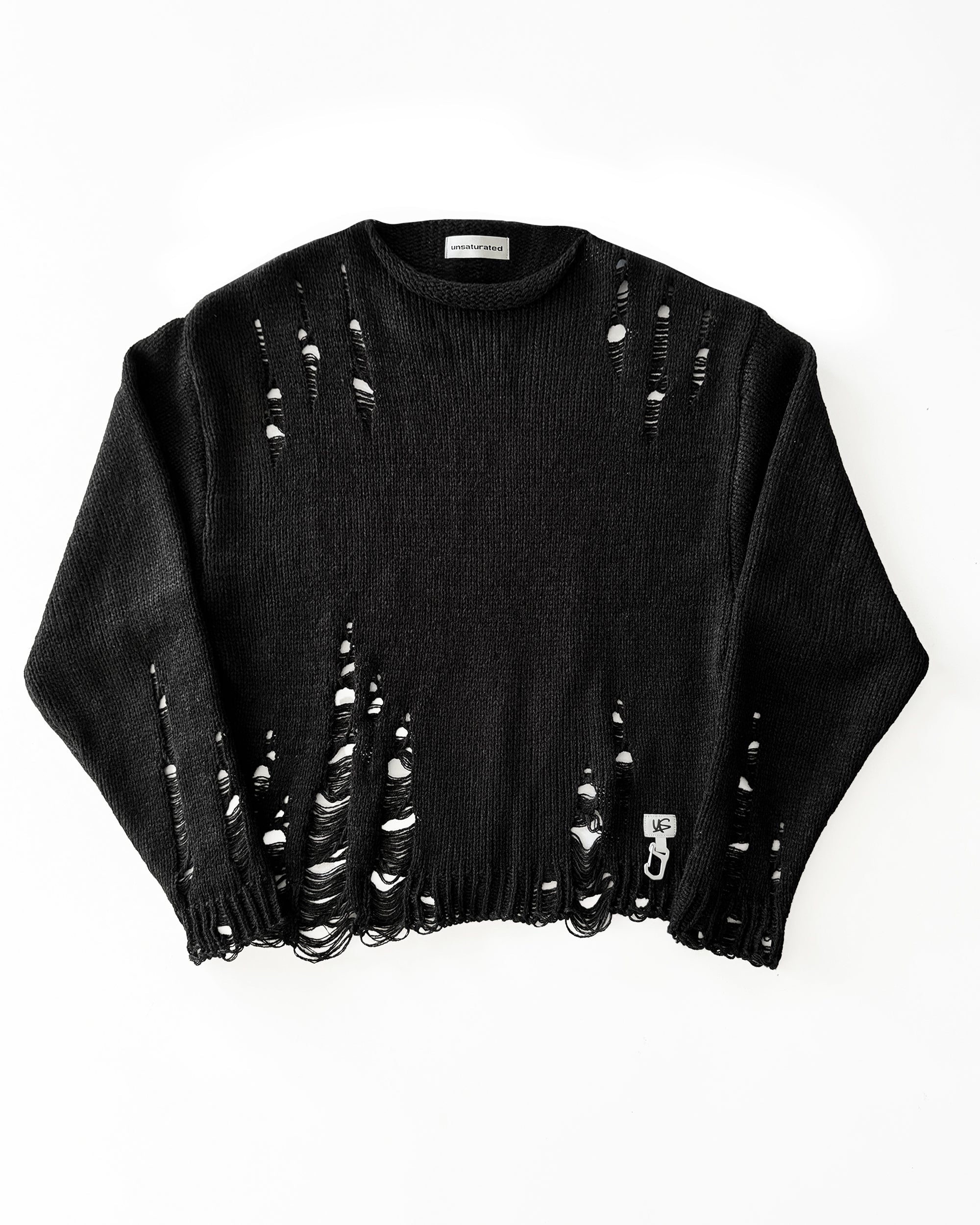 STATEMENT Distressed Knit Sweater Black