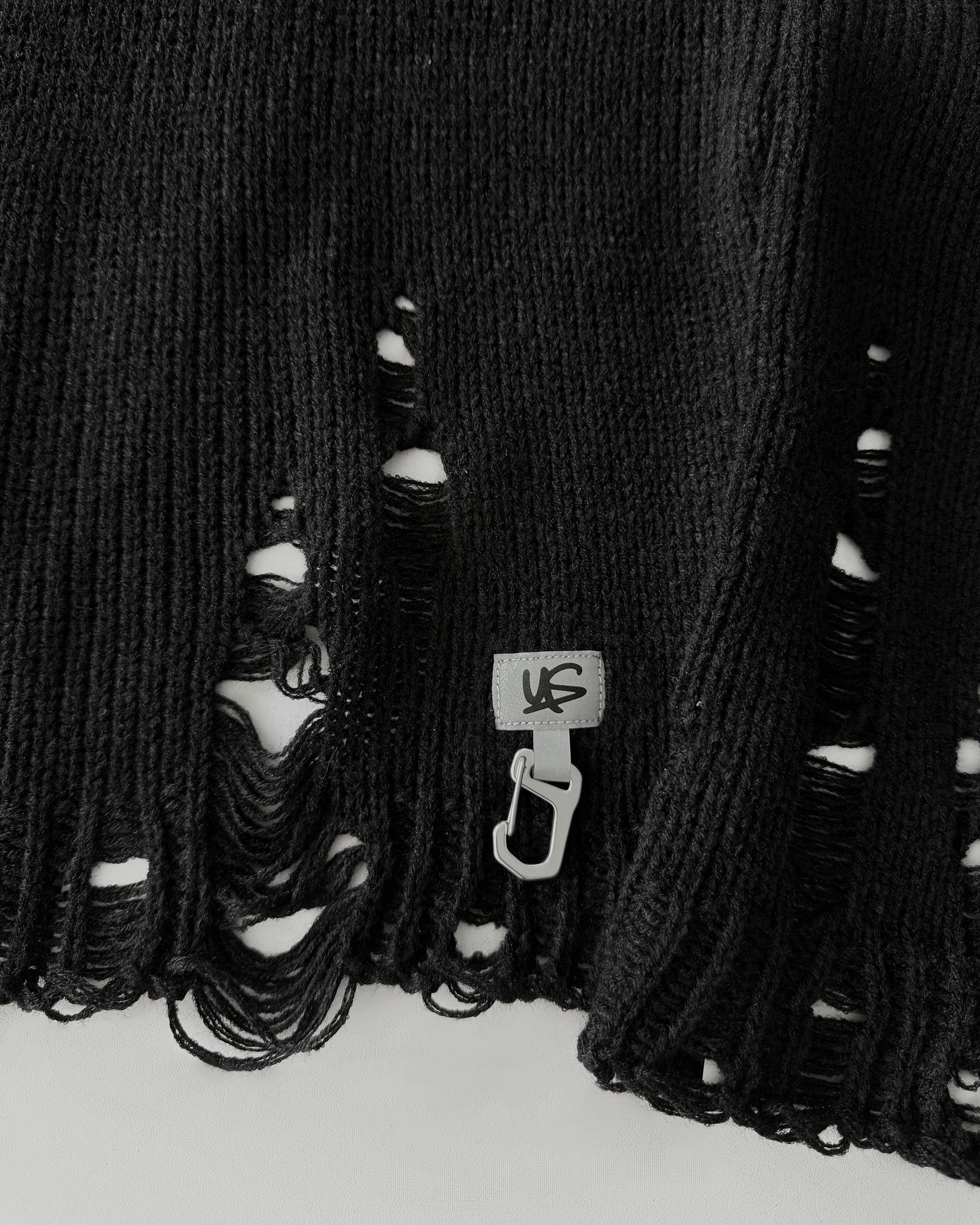 STATEMENT Distressed Knit Sweater Black