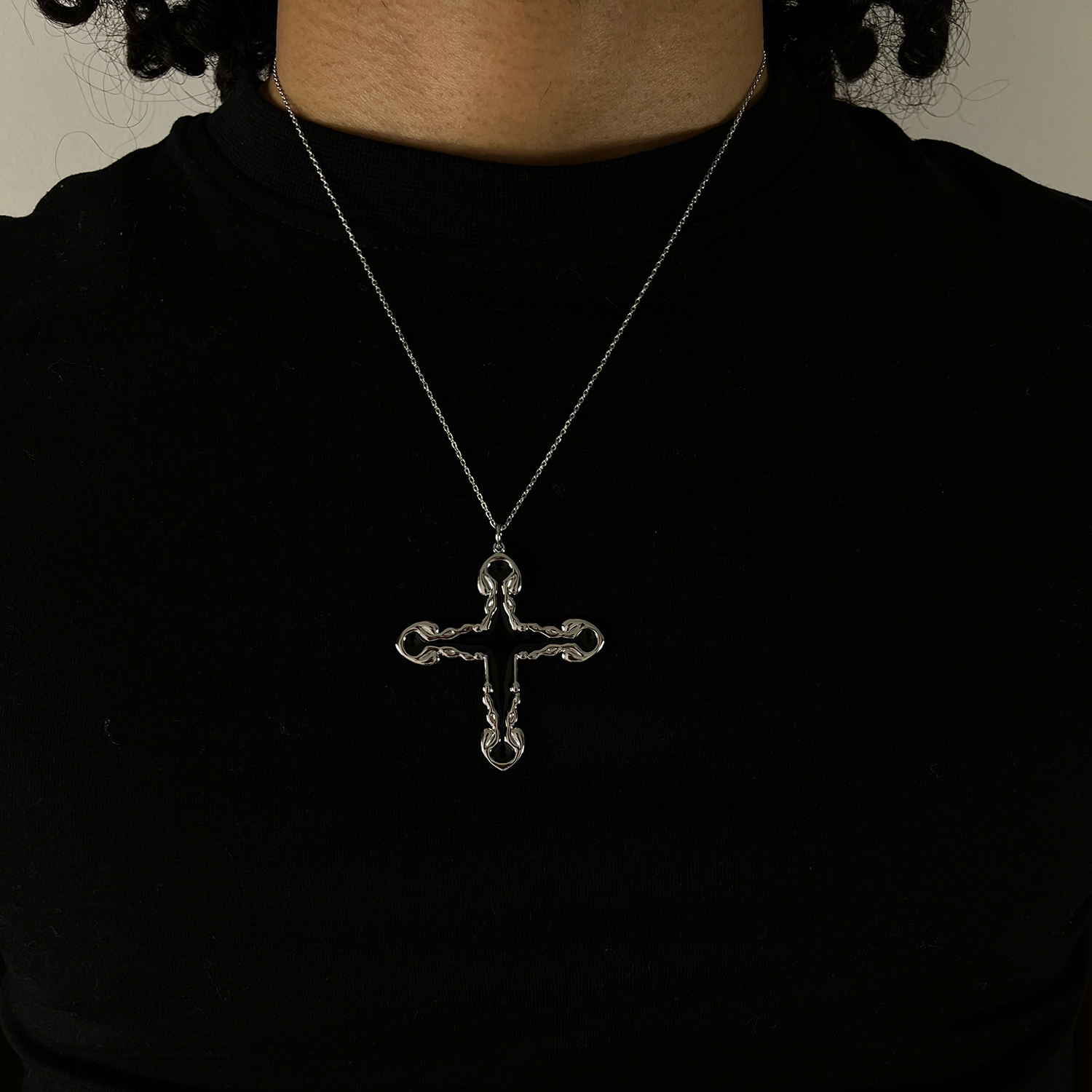 Black Cross Chain Necklace