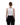 Back view of our cut out ribbed top in color white with black logo embroidery summer top 
