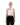 Front view of our cut out ribbed top in color white with black logo embroidery summer top 
