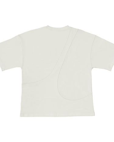 Back view of our cropped unisex t-shirt with pattern overlay in color cream. 