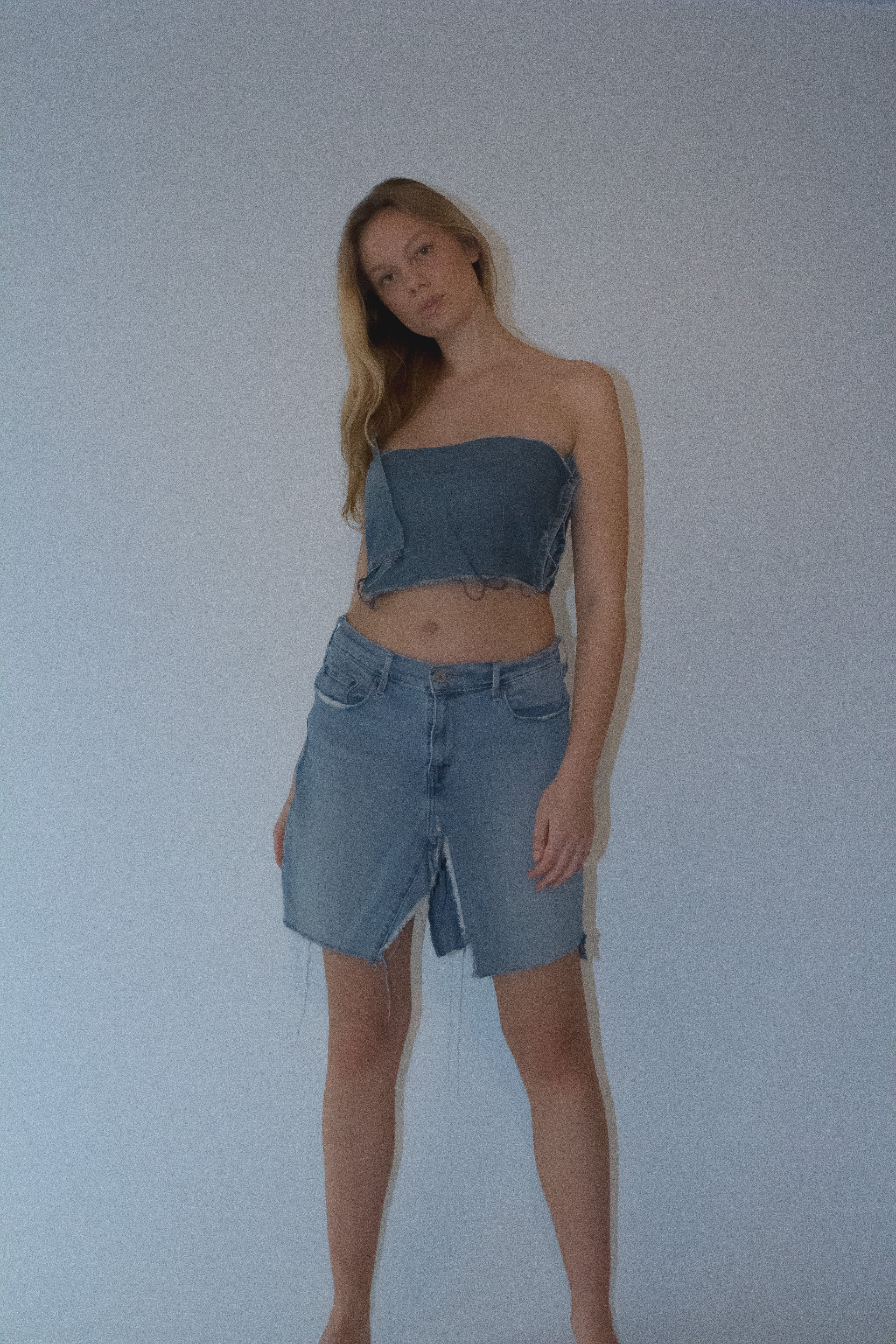 UPCYCLED DENIM CROP TOP